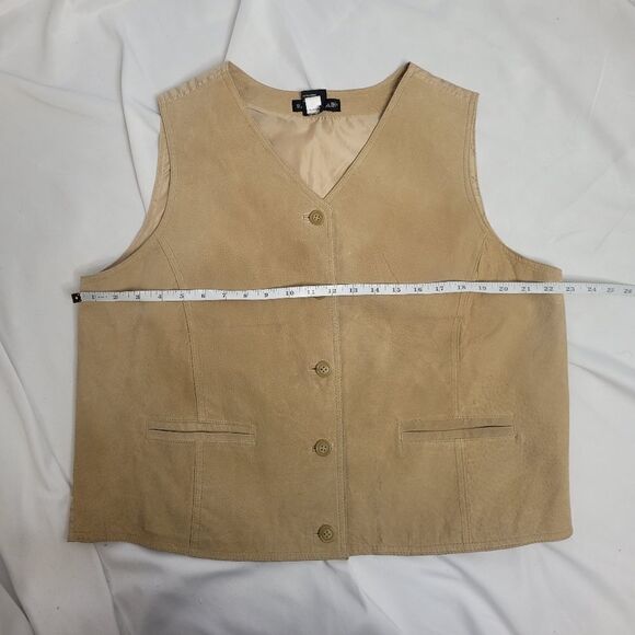VINTAGE 90s vest‎ boxy tan leather southwestern button up XL - Picture 7 of 8